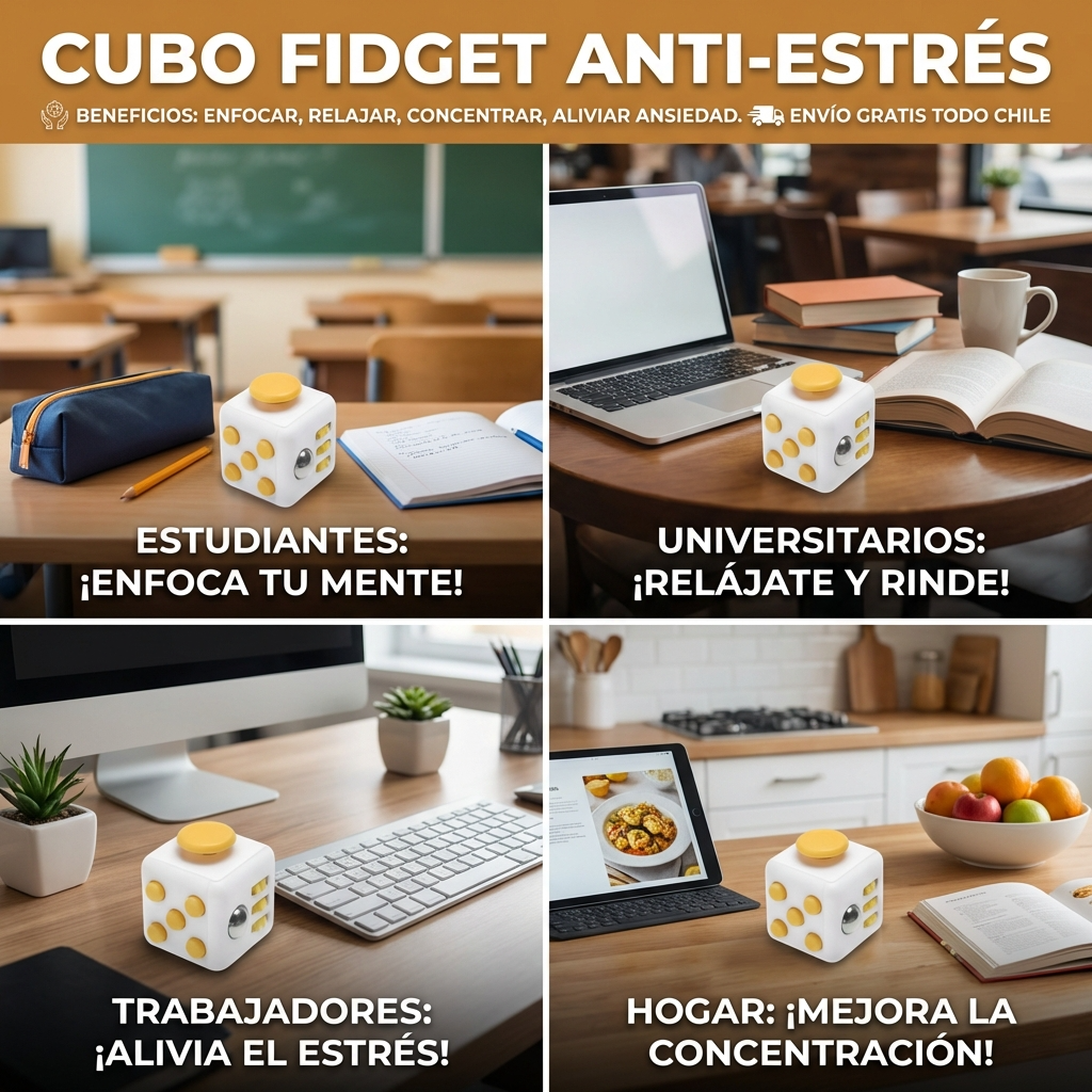 Cubo Anti Estrés Fidget 6 en 1 Portátil | Relajación y Concentración para Oficina y Estudio | Chile