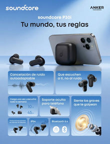Audífonos Bluetooth Soundcore Anker P30i con ANC | Audio Hi-Res y Hasta 45 Horas de Batería | Chile