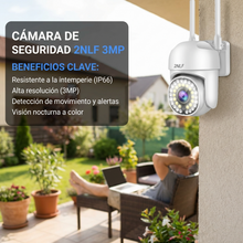 Cámara de Seguridad Exterior WiFi 3MP PTZ 360° | Vigilancia con Visión Nocturna Color para Exterior | Chile