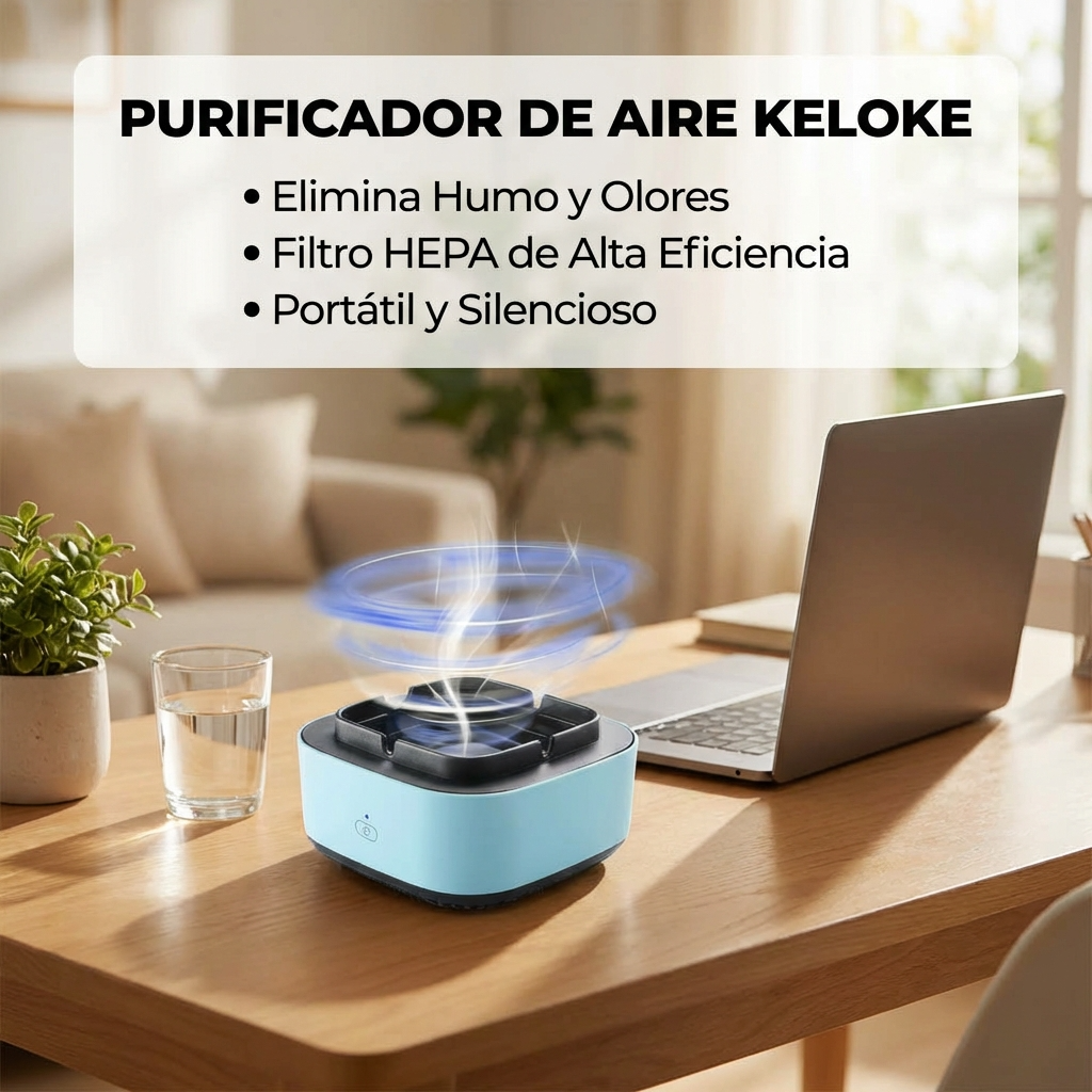 Cenicero Purificador de Aire Anti humo Portátil | Ayuda a Reducir Olores y Humo en Espacios Interiores | Chile