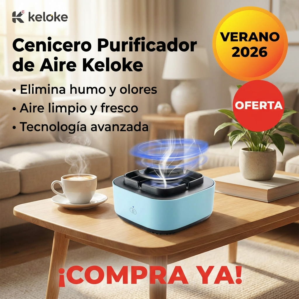 Cenicero Purificador de Aire Anti Humo USB - Elimina Olores y Partículas - Portátil