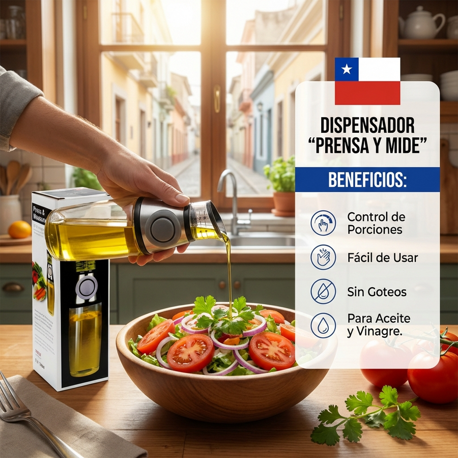 Dispensador de Aceite con Medidor 500ml – Vidrio, Sistema Antigoteo, Ideal para Cocina Saludable