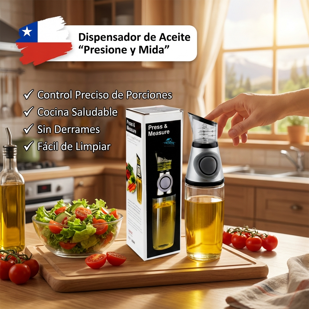 Dispensador de Aceite con Medidor 500ml Antigoteo | Control Preciso para Cocina Saludable | Chile