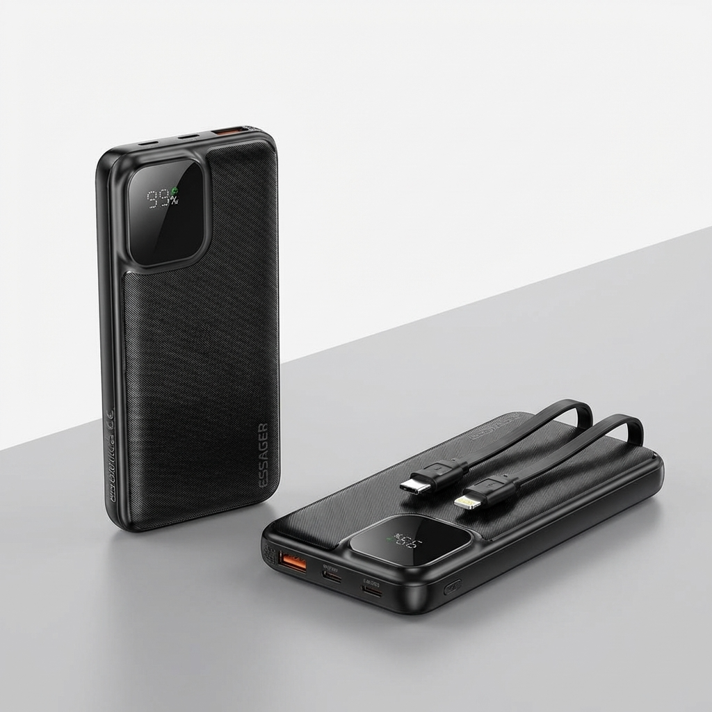 Power Bank Viajes Avión 20000mAh 22.5W con Cables Integrados | Equipaje de Mano | Chile