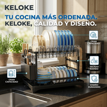 Secaplatos Escurridor de Loza 2 Niveles Negro | Organización y Secado para Cocina | Chile