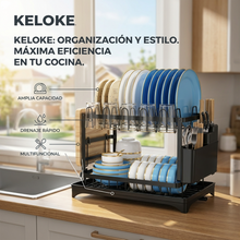 Secaplatos Escurridor de Loza 2 Niveles Negro | Organización y Secado para Cocina | Chile