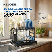 Secaplatos Escurridor de Loza 2 Niveles Negro | Organización y Secado para Cocina | Chile
