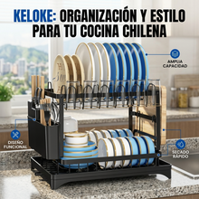 Secaplatos Escurridor de Loza 2 Niveles Negro | Organización y Secado para Cocina | Chile