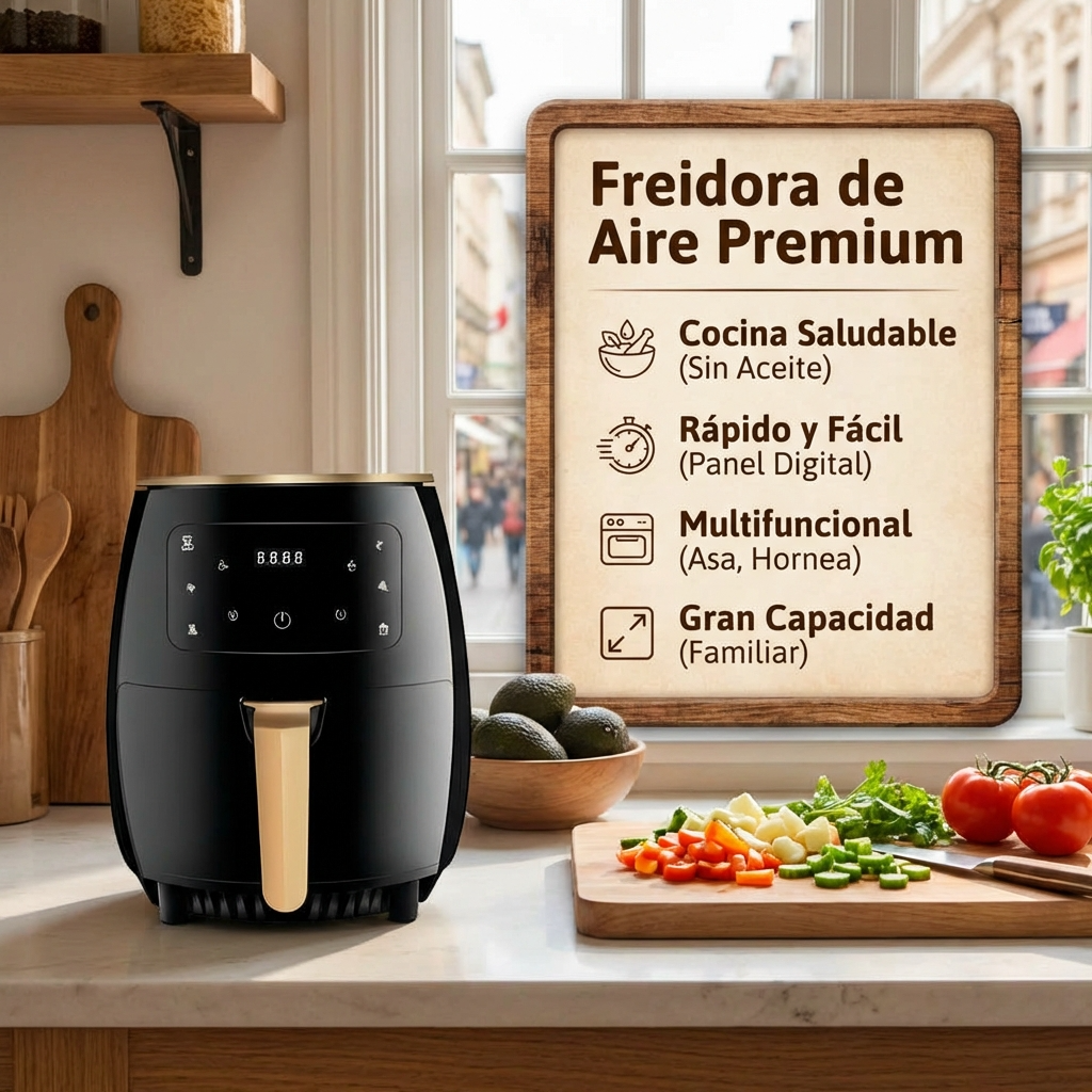 Freidora de Aire Digital 5 Litros 1400W | Cocina Práctica y Saludable para Hogar | Chile