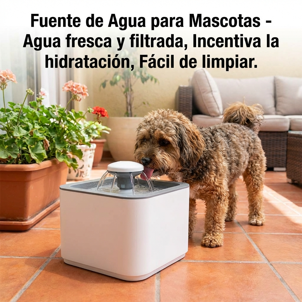 Fuente de Agua para Gatos y Perros 2 Litros con Filtro | Bebedero Silencioso para Mascotas | Chile