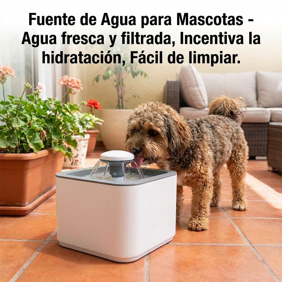 Fuente de Agua Eléctrica para Gatos y Perros 2 L – Bebedero Silencioso con Filtro Purificador