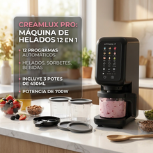 Máquina de Helados Creamlux Pro 12 en 1 | Postres Fríos y Preparaciones Caseras para Hogar | Chile