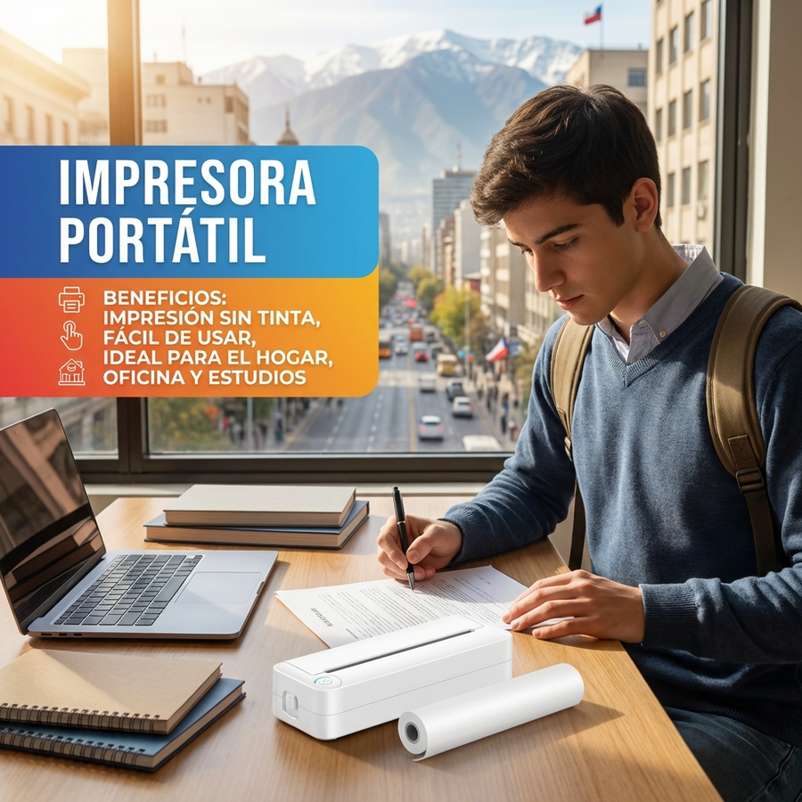 Impresora Térmica Portátil A4 Inalámbrica – Compacta, Sin Tinta, con Batería Recargable