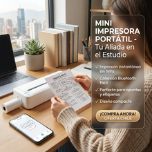 Impresora Térmica Portátil BitByte A4 Inalámbrica Recargable | Imprime sin Tinta desde Celular y Laptop | Chile