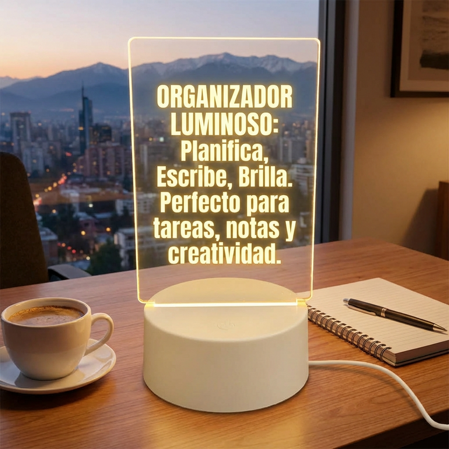 Lámpara LED con Panel de Escritura Reutilizable – USB, Luz Cálida, Ideal para Escritorio y Decoración