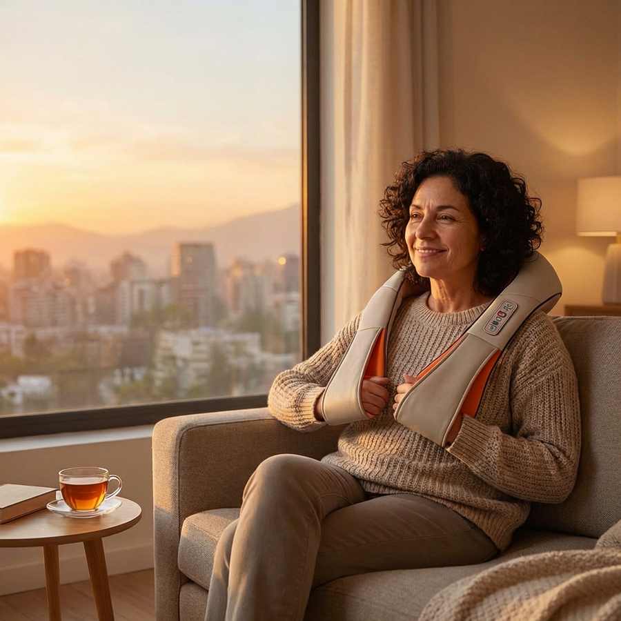 Masajeador Eléctrico Espalda y Cuello con Calor Infrarrojo | Alivio Dolor y Estrés en Casa | Chile