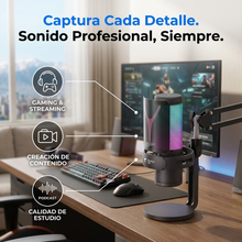 Micrófono Gamer Yanmai GM7 USB con RGB | Audio Claro para Streaming, Gaming y Contenido | Chile