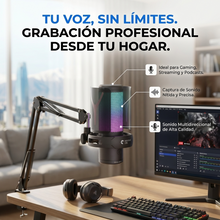 Micrófono Gamer Yanmai GM7 USB con RGB | Audio Claro para Streaming, Gaming y Contenido | Chile