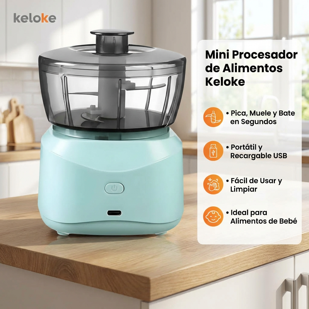 Mini Picadora Eléctrica 350ml Recargable USB-C | Preparación Rápida para Cocina Diaria | Chile