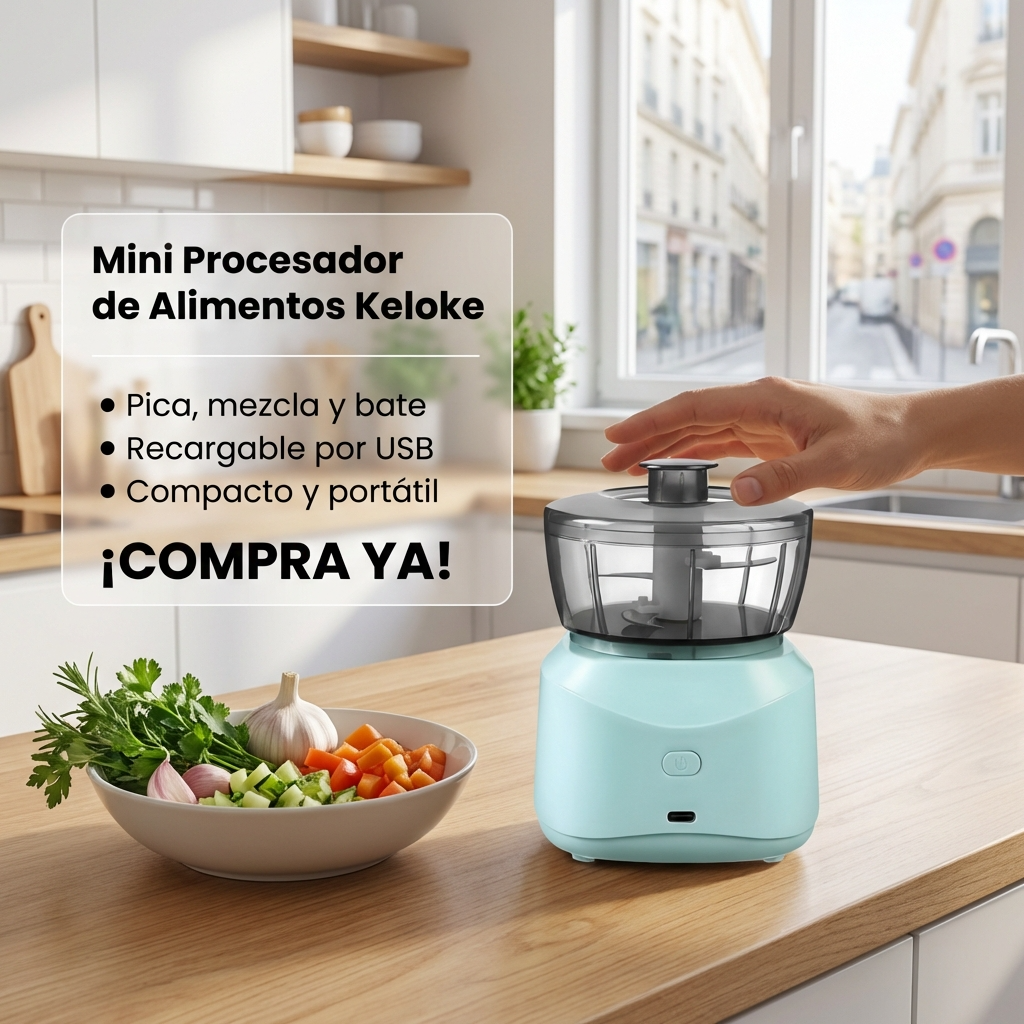 Mini Picadora Eléctrica 350ml Recargable USB-C | Preparación Rápida para Cocina Diaria | Chile