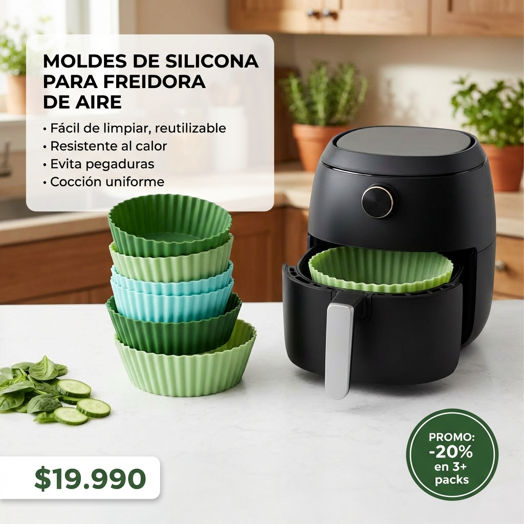 Pack 6 Moldes de Silicona para Air Fryer | Accesorios Reutilizables para Cocina Práctica | Chile