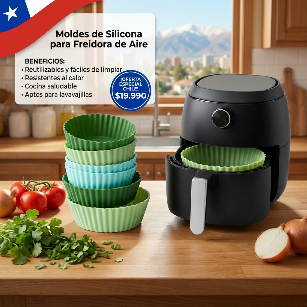 Pack 6 Moldes de Silicona para Air Fryer | Accesorios Reutilizables para Cocina Práctica | Chile