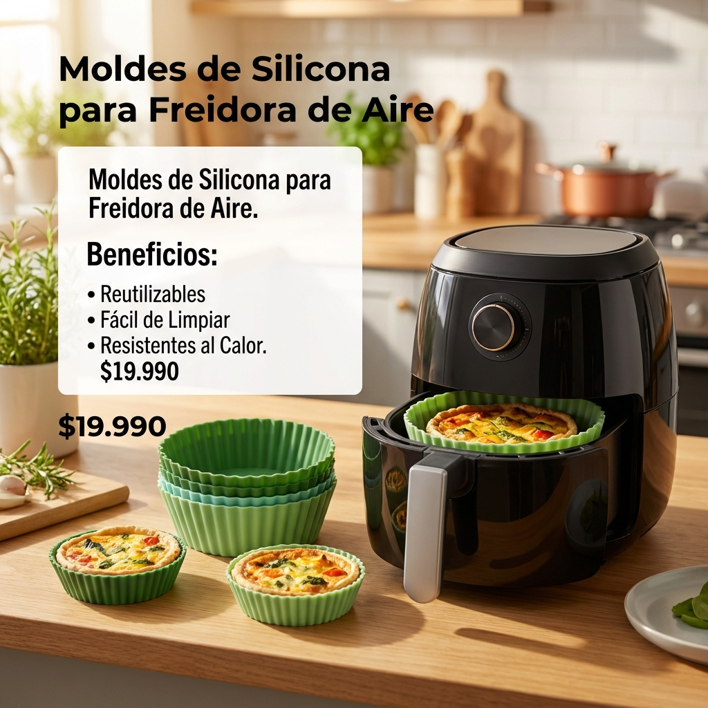 Pack 6 Moldes de Silicona para Air Fryer | Accesorios Reutilizables para Cocina Práctica | Chile