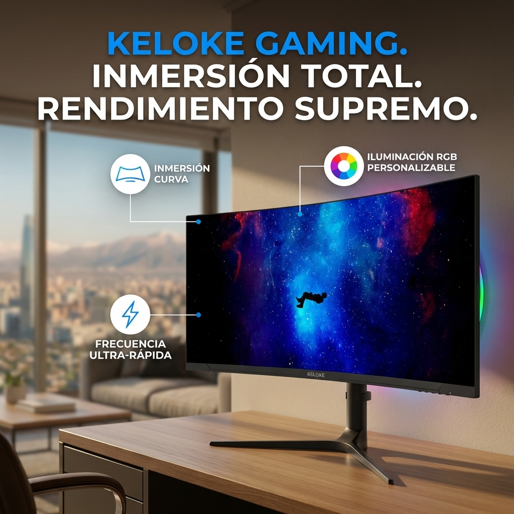 Monitor Gamer Kolke 34 Pulgadas Curvo 180Hz | Inmersión Ultrawide para Gaming y Trabajo | Chile