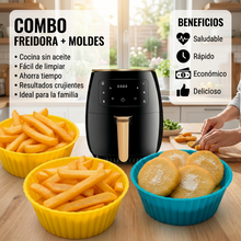 Combo Freidora de Aire 5L + Moldes de Silicona Antiadherentes | Cocina Saludable y Práctica para Hogar | Chile