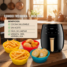 Combo Freidora de Aire 5L + Moldes de Silicona Antiadherentes | Cocina Saludable y Práctica para Hogar | Chile