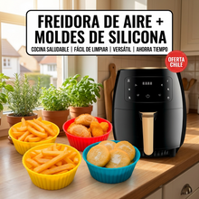 Combo Freidora de Aire 5L + Moldes de Silicona Antiadherentes | Cocina Saludable y Práctica para Hogar | Chile