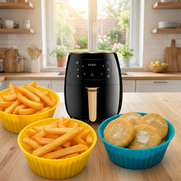 Combo Freidora de Aire 5L + Moldes de Silicona Antiadherentes | Cocina Saludable y Práctica para Hogar | Chile