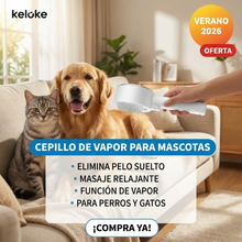 Cepillo de Vapor 4 en 1 para Perros y Gatos | Desenreda, Masajea y Ayuda a Retirar Pelo Suelto | Chile