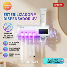 Dispensador Automático de Pasta con Esterilizador UV | Porta Cepillos USB para Baño Ordenado | Chile