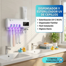 Dispensador Automático de Pasta con Esterilizador UV | Porta Cepillos USB para Baño Ordenado | Chile
