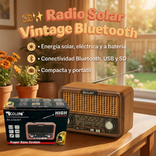 Radio Solar Vintage Bluetooth con Carga Solar y USB/SD | AM/FM/SW Portátil para Hogar, Viajes y Emergencias | Chile