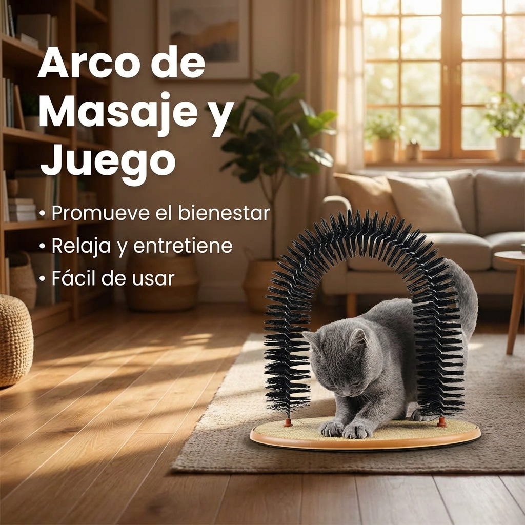Rascador con Arco de Masaje para Gatos | Cepillado y Diversión para Mascotas en Casa | Chile