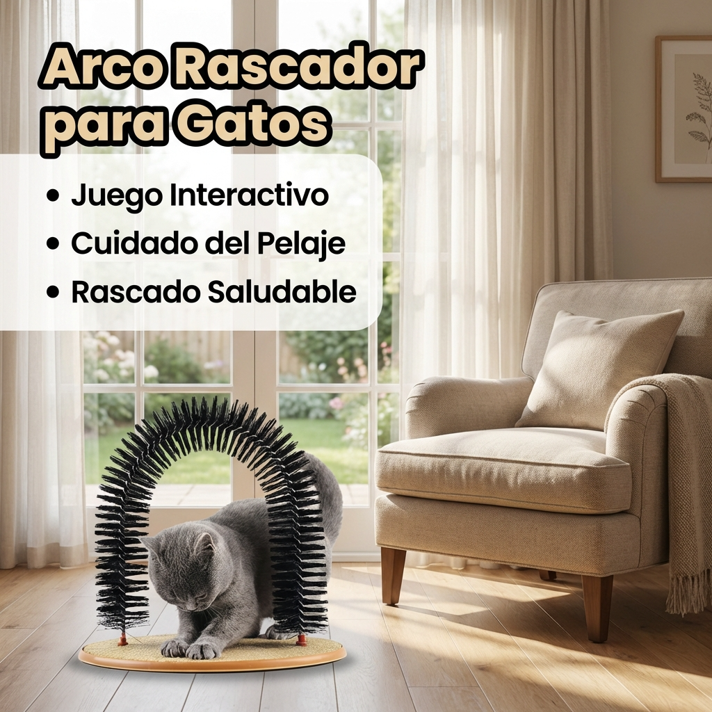 Rascador con Arco de Masaje para Gatos | Cepillado y Diversión para Mascotas en Casa | Chile