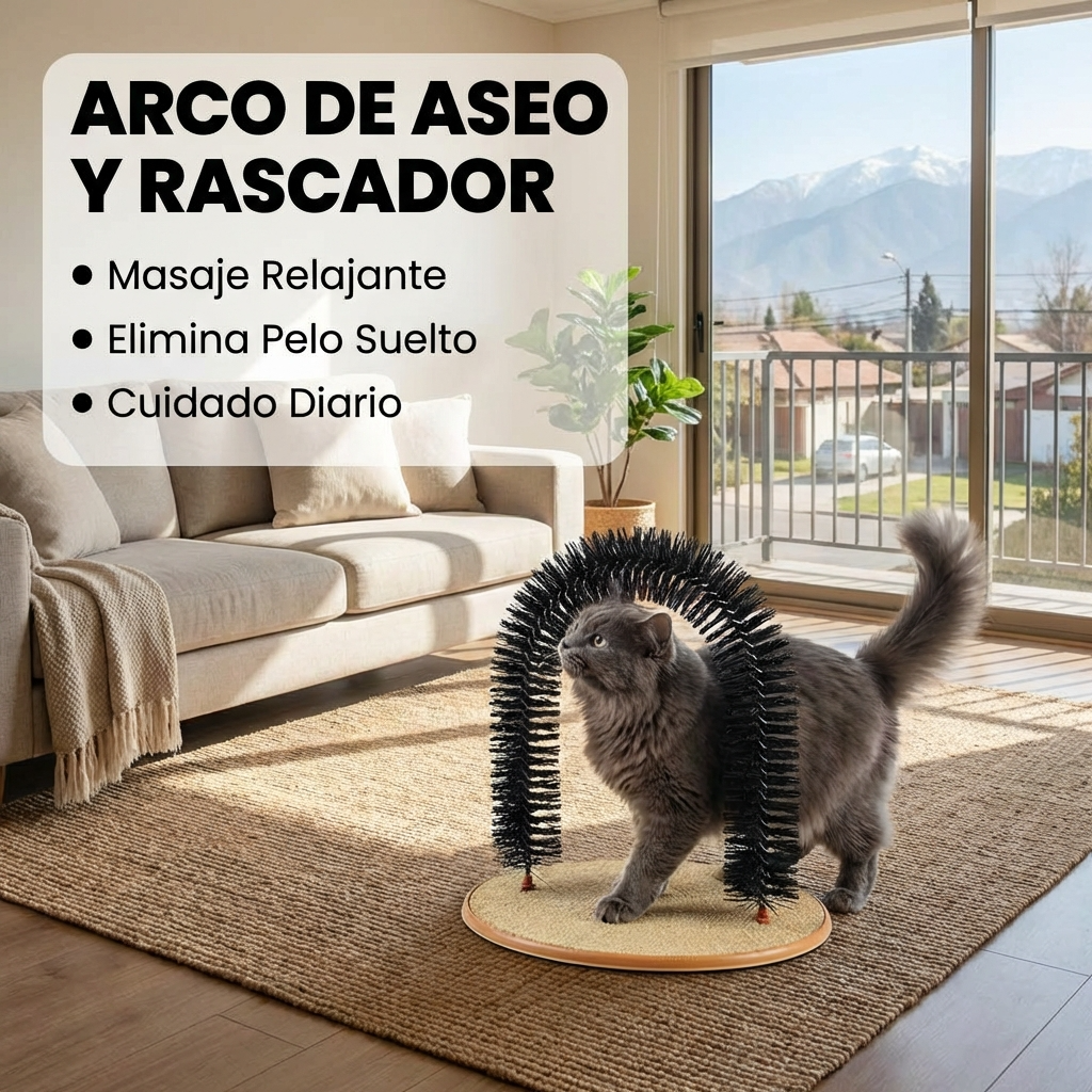 Rascador con Arco de Masaje para Gatos | Cepillado y Diversión para Mascotas en Casa | Chile
