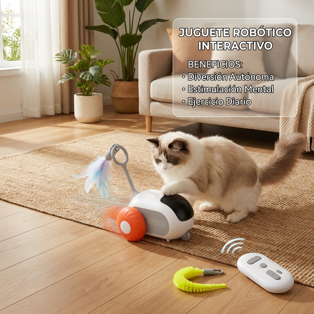 Juguete Interactivo para Gatos Automático con Luz LED y Movimiento | Reduce Estrés y Aburrimiento | Chile