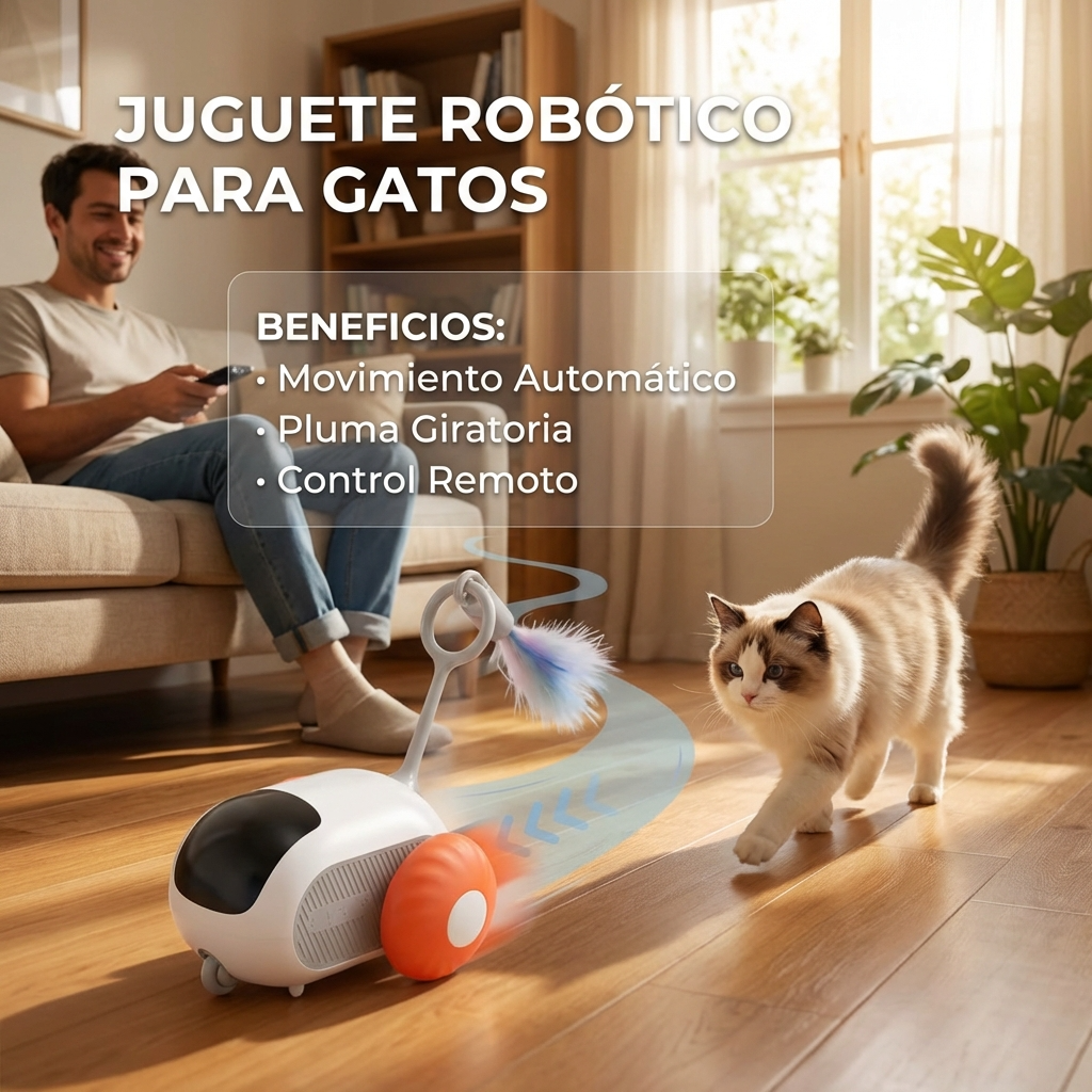 Juguete Interactivo para Gatos Automático con Luz LED y Movimiento | Reduce Estrés y Aburrimiento | Chile