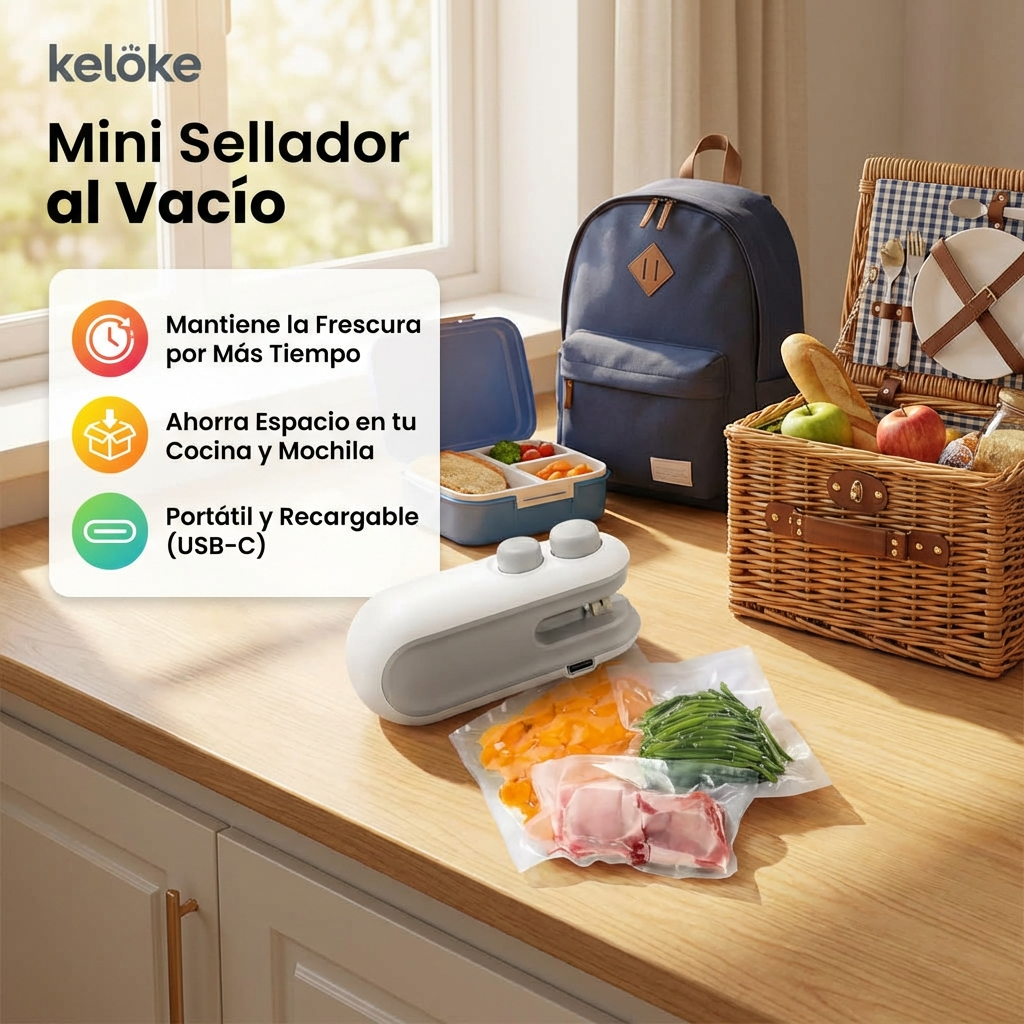 Mini Sellador Térmico de Bolsas Recargable USB | Conservación Práctica para Snacks y Alimentos | Chile