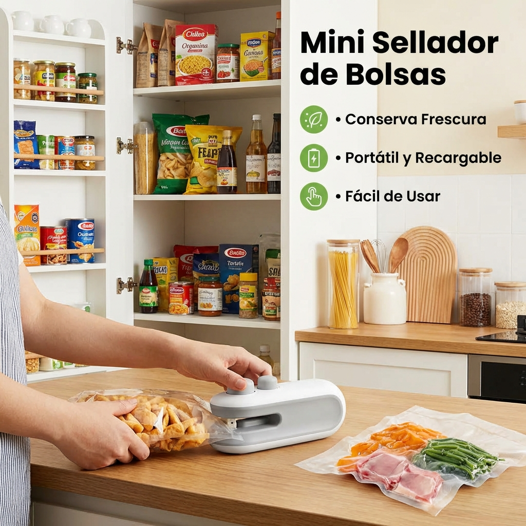 Mini Sellador Térmico de Bolsas Recargable USB | Conservación Práctica para Snacks y Alimentos | Chile