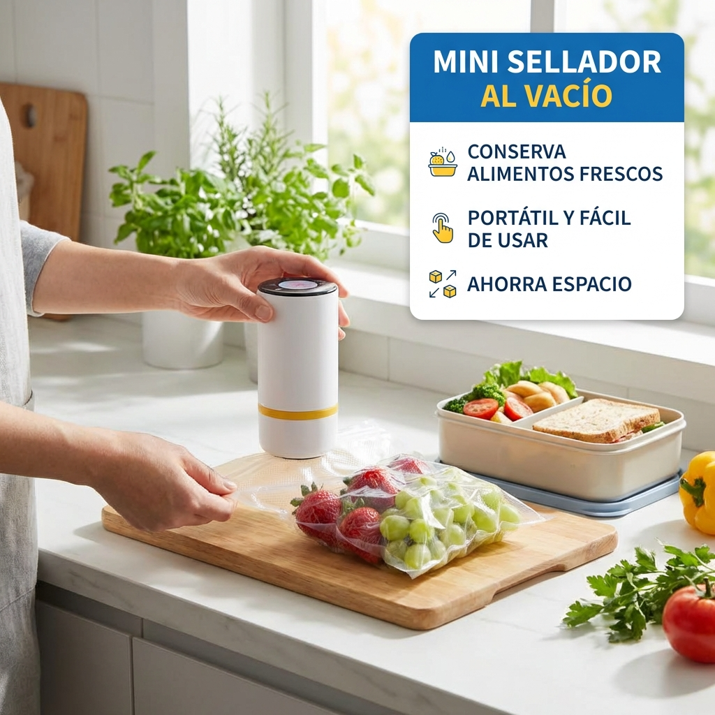 Sellador al Vacío Automático 100W | Conservación Hermética para Alimentos en Cocina | Chile