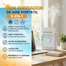 Ventilador Humidificador Portátil 3 en 1 USB con Luz LED | Refresca, Humidifica y Relaja en Hogar y Oficina | Chile
