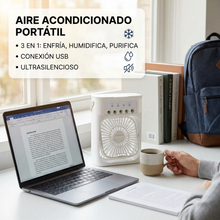 Ventilador Humidificador Portátil 3 en 1 USB con Luz LED | Refresca, Humidifica y Relaja en Hogar y Oficina | Chile