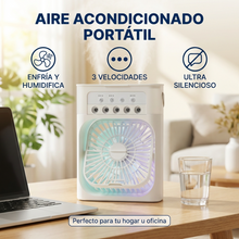 Ventilador Humidificador Portátil 3 en 1 USB con Luz LED | Refresca, Humidifica y Relaja en Hogar y Oficina | Chile